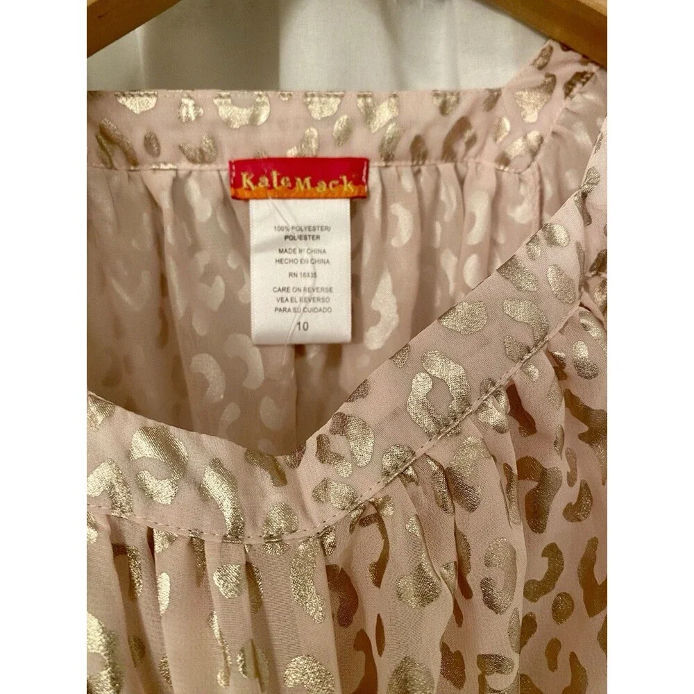 Kate Mack bathing suit cover up Lightweight Pink & Rose Gold Kaftan girls NWT 10